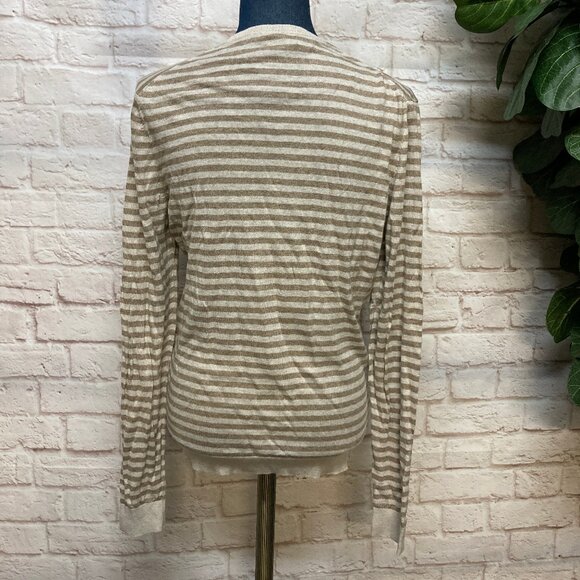 Men's Bloomingdale's Linen Blend Lightweight Sweater, Beige Stripe, Small - Picture 2 of 3